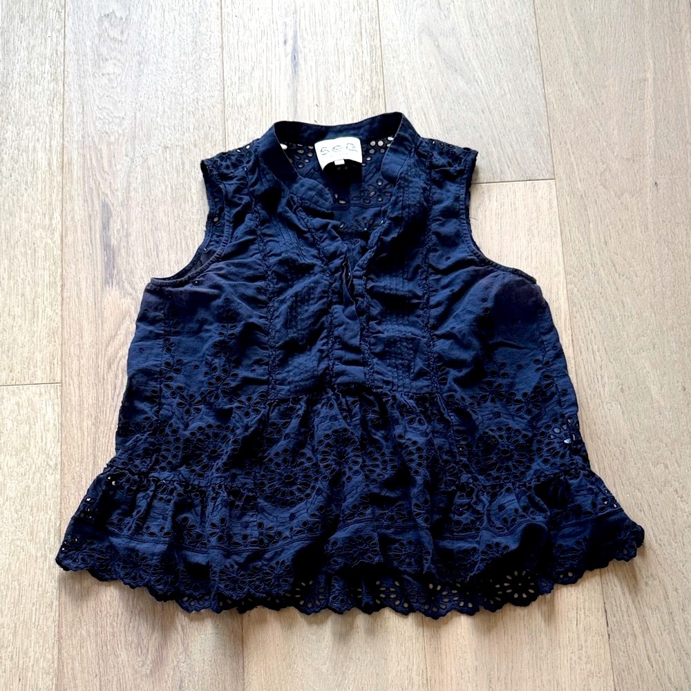 Sea New York Black Eyelet Sleeveless Blouse